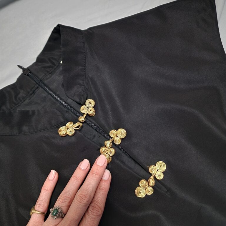 Abito qipao in taffetà nero - immagine 8