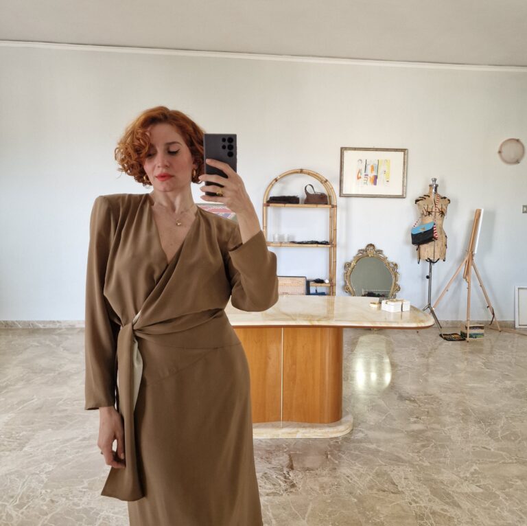 Abito vintage in Pura Seta incrociato - immagine 6