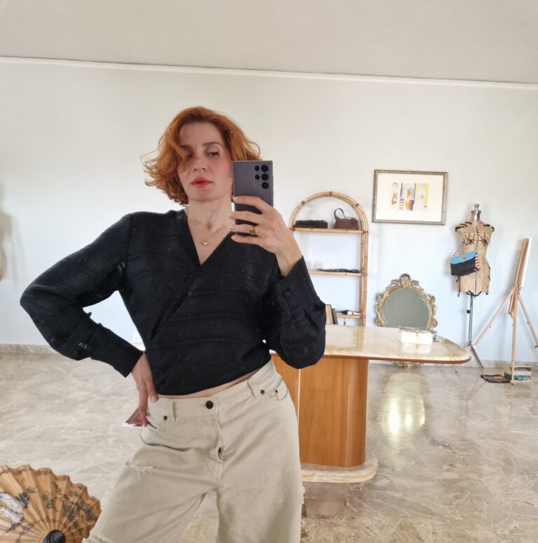 Camicia vintage nera incrociata - immagine 11