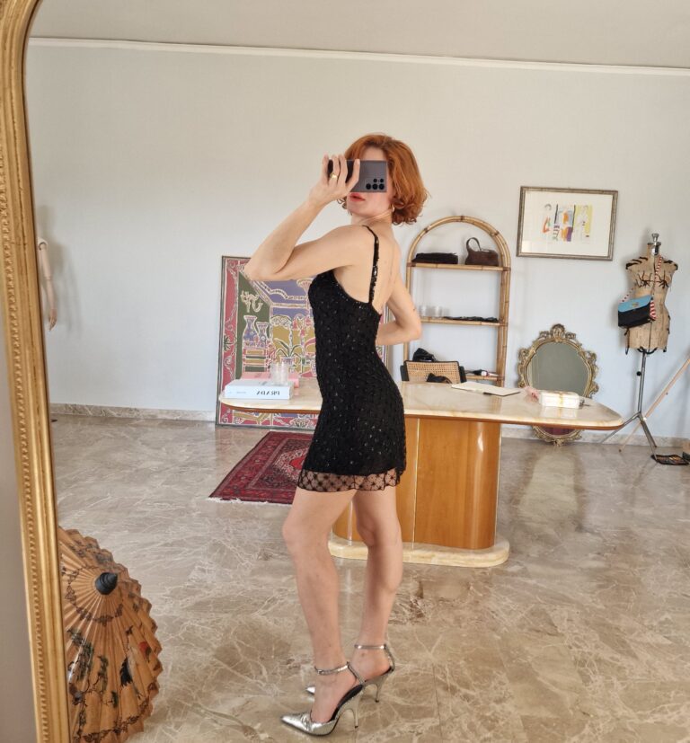 Abito vintage paillettes e perline - immagine 4