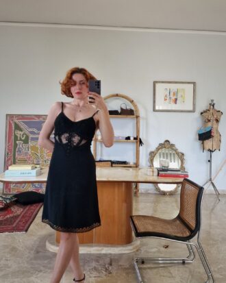 Abito La Perla in crépe con pizzo e tulle