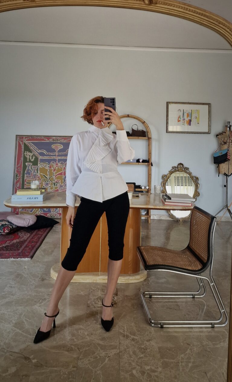 Byblos vintage collare plissé White shirt - immagine 3