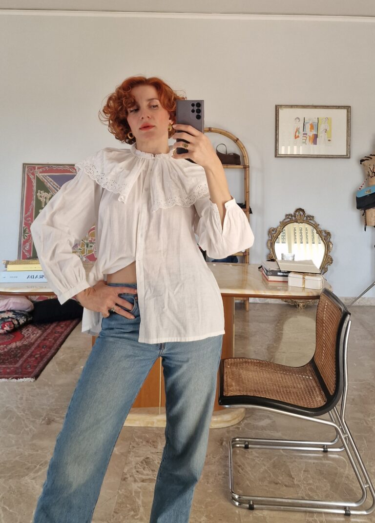 Preziosa Camicia vintage maxi colletto vittoriano