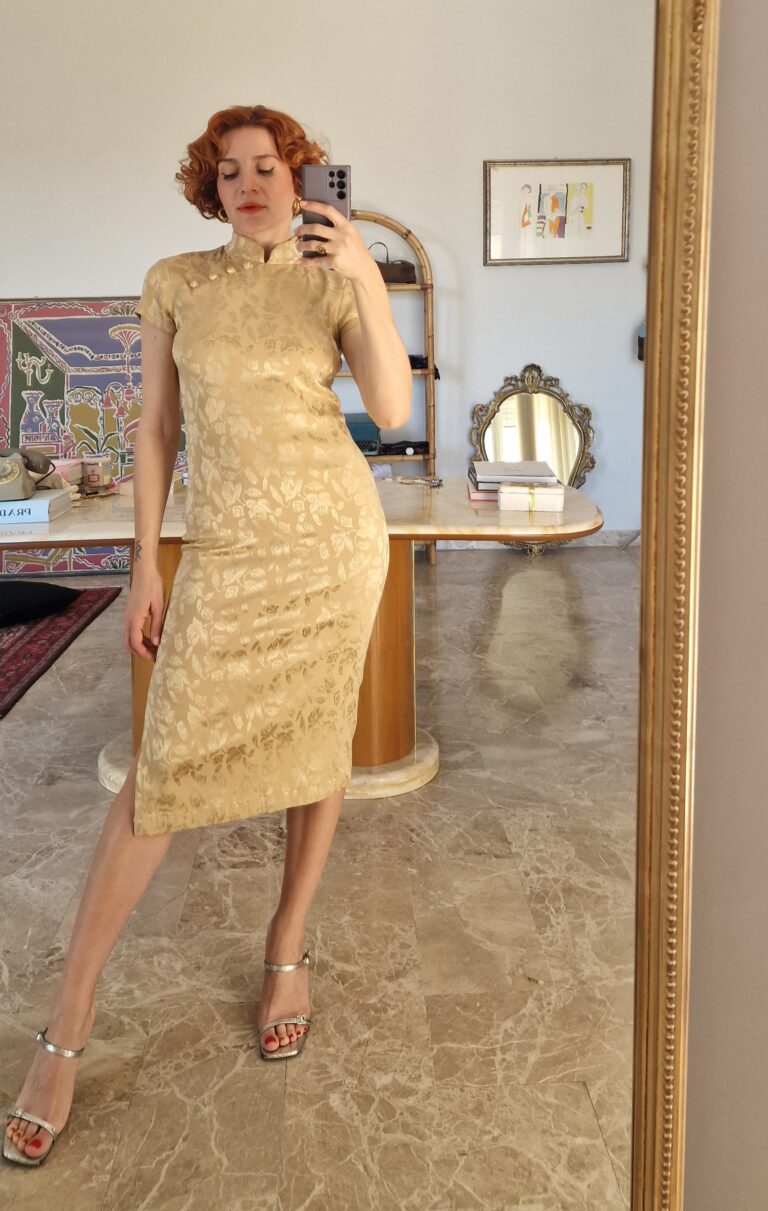 Abito Qipao oro pattern rose - immagine 7