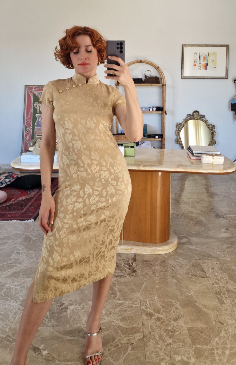 Abito Qipao oro pattern rose - immagine 4