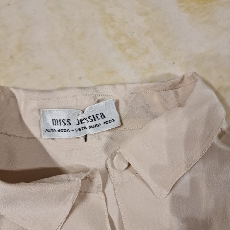 Camicia vintage in pura Seta rosa polvere - immagine 5