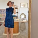 Abito Qipao corto blu misto Seta