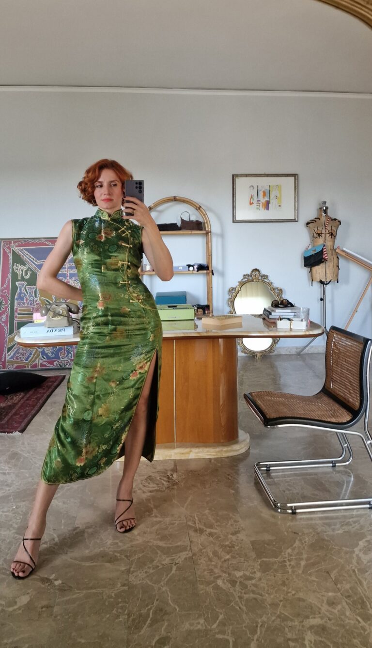 Abito Qipao/ cheongsam verde - immagine 4
