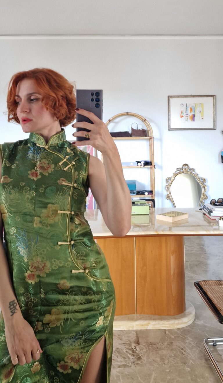 Abito Qipao/ cheongsam verde - immagine 3