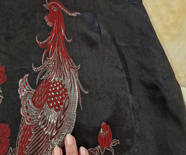 Abito qipao nero con fenici Pura Seta tg 38 - immagine 7