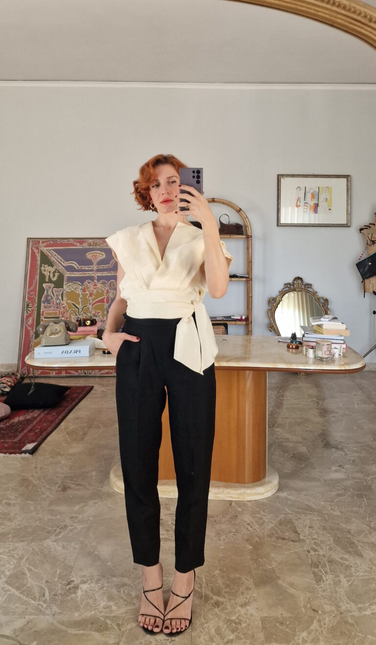 Blusa / camicia vintage in shantug di Pura Seta burro - immagine 7