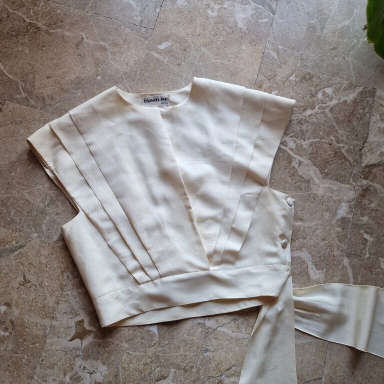 Blusa / camicia vintage in shantug di Pura Seta burro - immagine 9