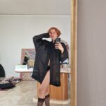 Kimono/maxi Shirt in Pregiata Organza di Seta nero.