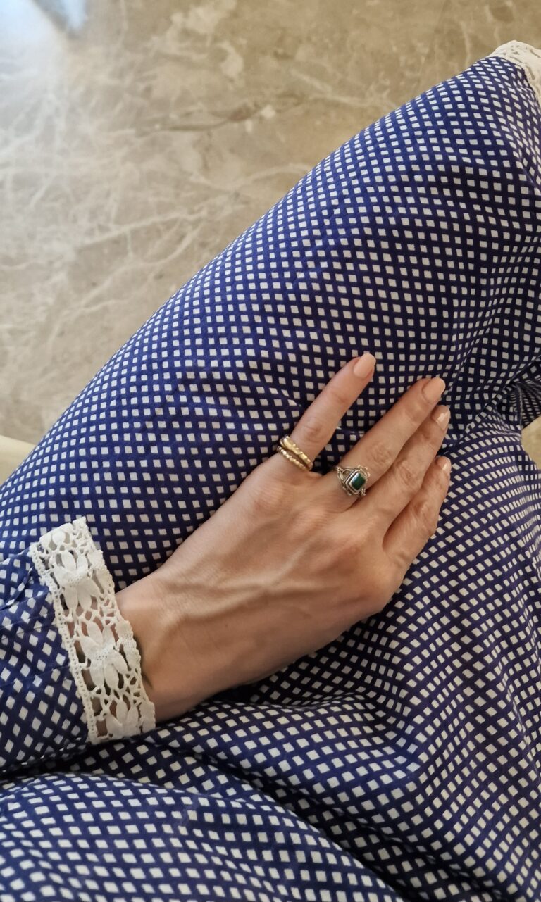 Abito vintage Sartoriale in cotone stampato e pizzo antico - immagine 4