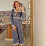 Abito vintage Sartoriale in cotone stampato e pizzo antico