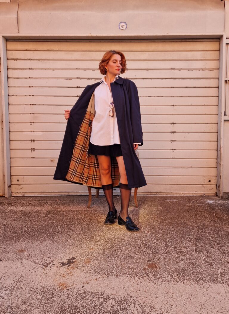 Vintage man trench blu Pissimbono Genova
