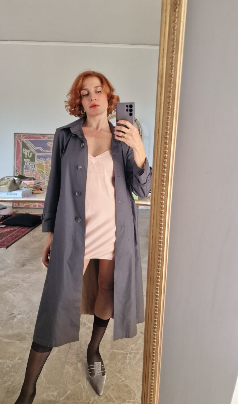 Trench vintage sartoriale grigio - immagine 3