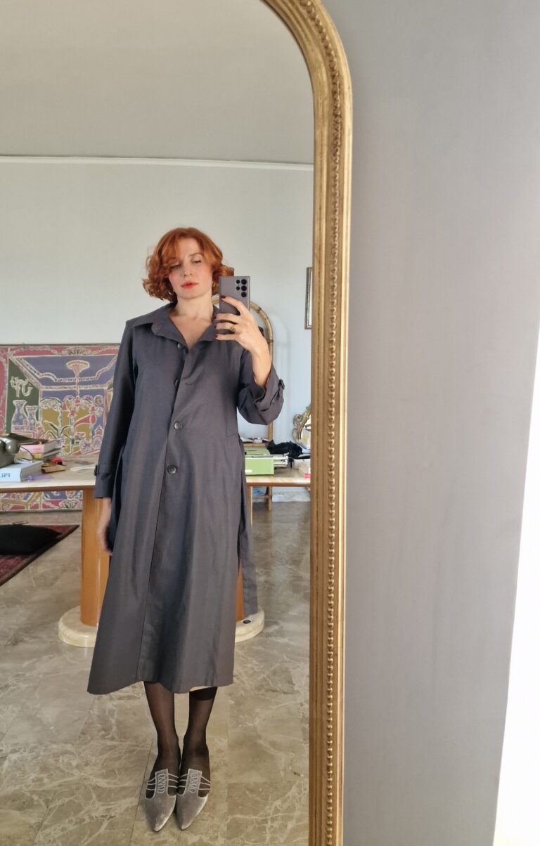 Trench vintage sartoriale grigio - immagine 4