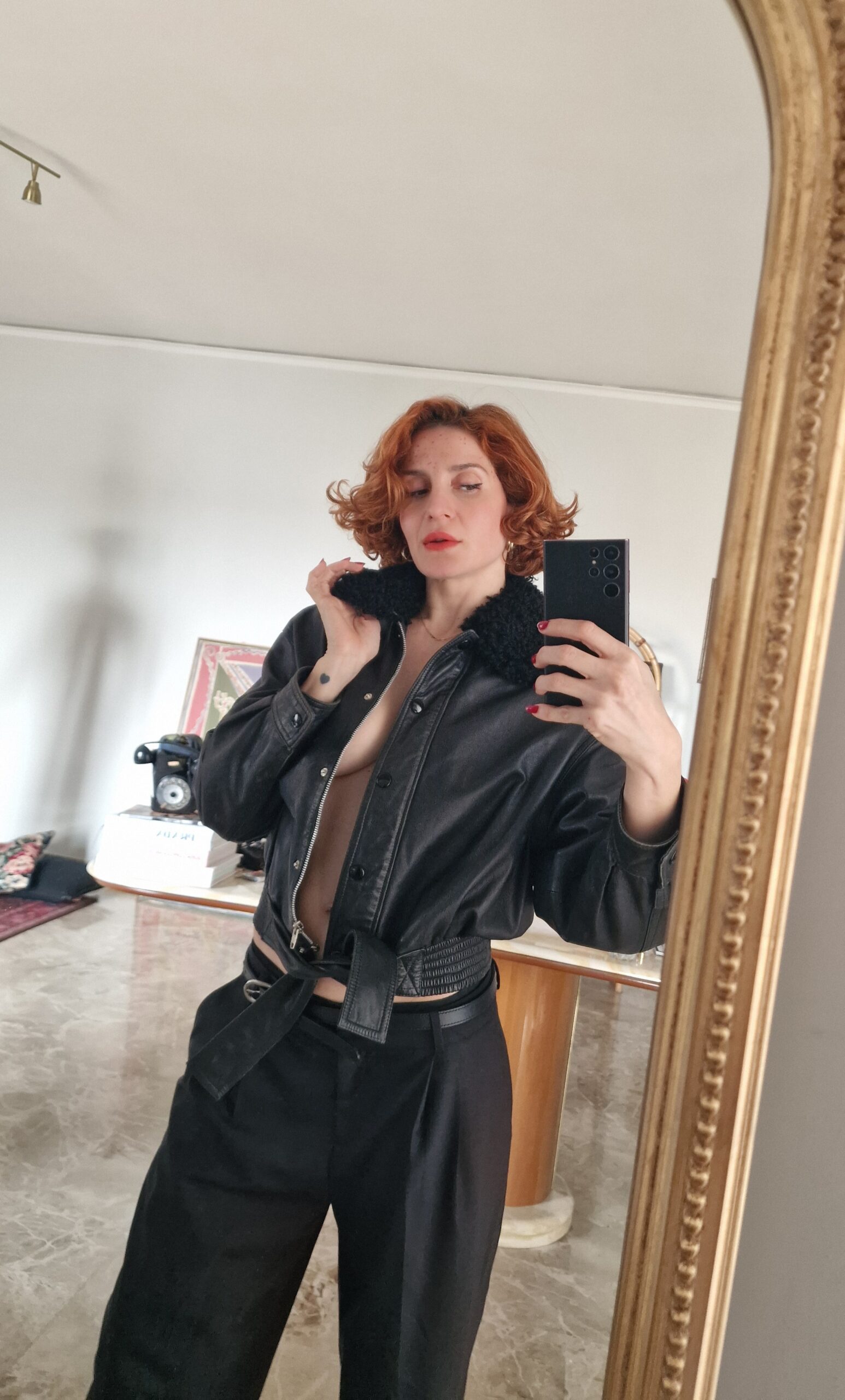 Giubbino/bomber in vera pelle nero by Genny - immagine 4