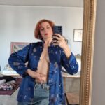 Giacca vintage tradizionale cinese in raso blu