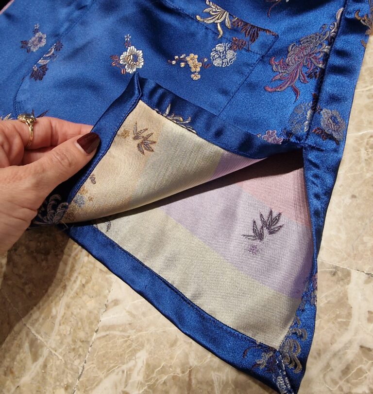 Giacca vintage tradizionale cinese in raso blu - immagine 6