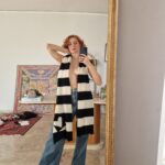 Maxi sciarpa a righe con cuore