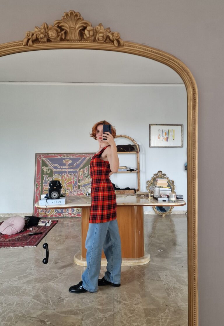 Abito vintage pattern tartan in pura lana - immagine 3