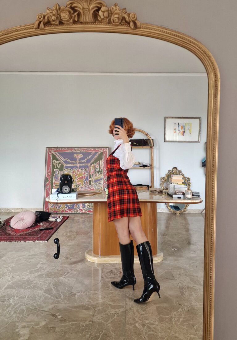 Abito vintage pattern tartan in pura lana - immagine 4