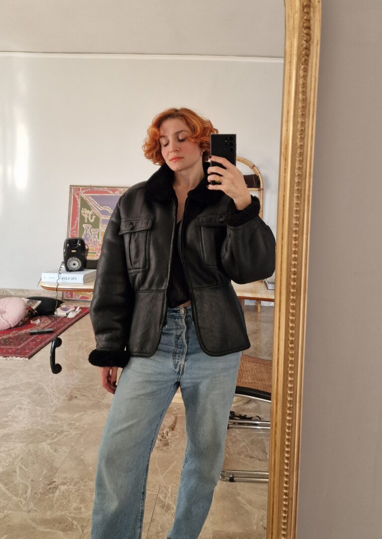 Montone shearling vintage nero - immagine 4
