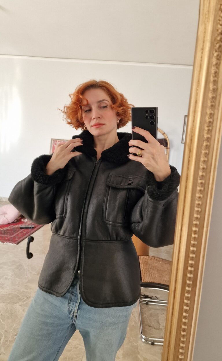 Montone shearling vintage nero - immagine 5