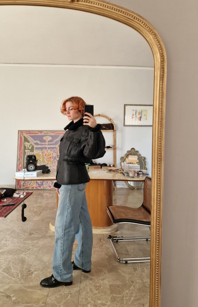 Montone shearling vintage nero - immagine 6