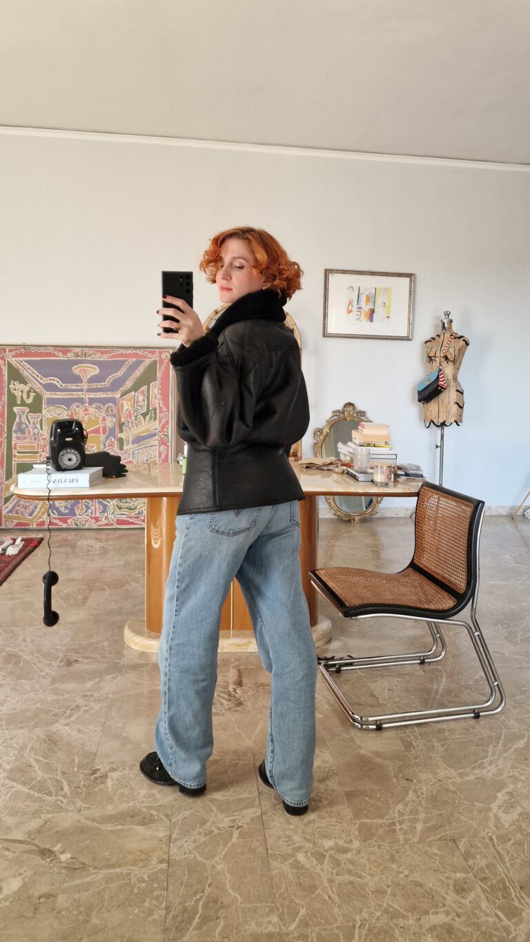 Montone shearling vintage nero - immagine 8