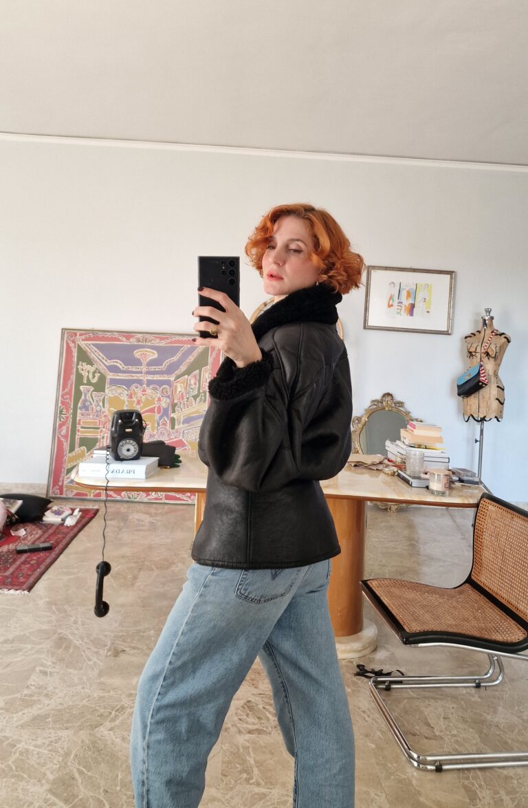 Montone shearling vintage nero - immagine 7