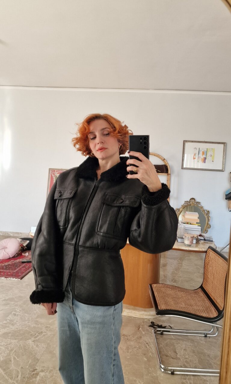 Montone shearling vintage nero