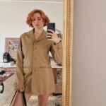 Giacca vintage in vera pelle nocciola
