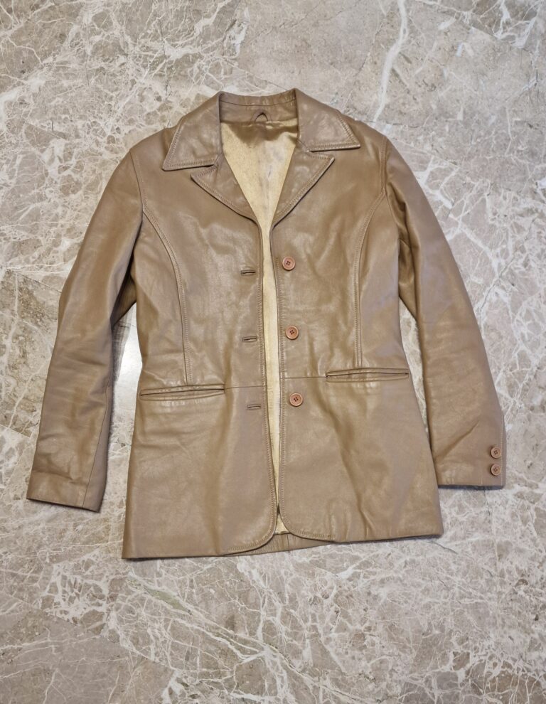 Giacca vintage in vera pelle nocciola - immagine 7