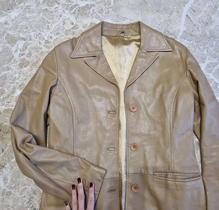 Giacca vintage in vera pelle nocciola - immagine 9