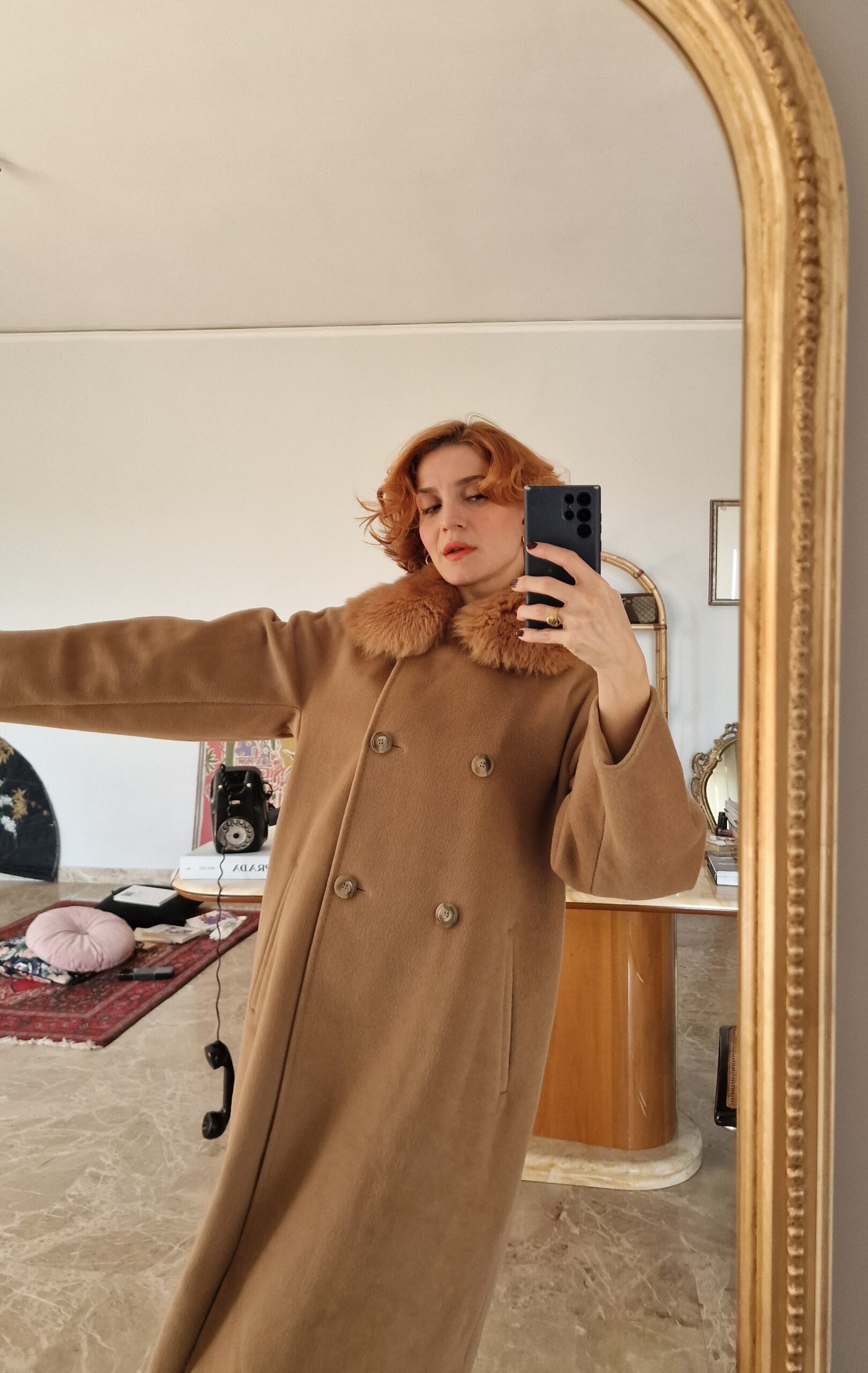 Max Mara cappotto cammello con collo ecopelliccia tg 40 - immagine 5