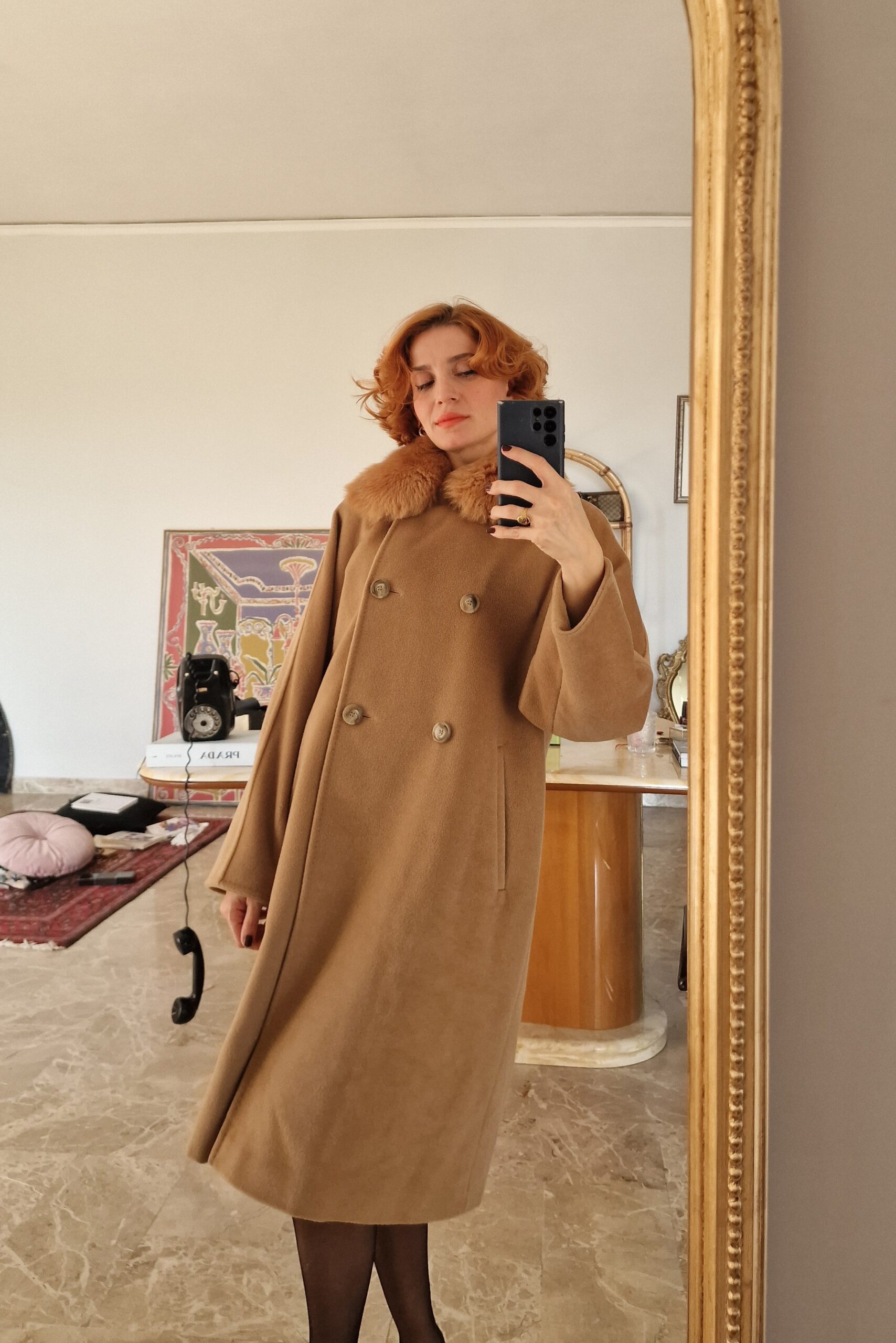 Max Mara cappotto cammello con collo ecopelliccia tg 40 - immagine 4