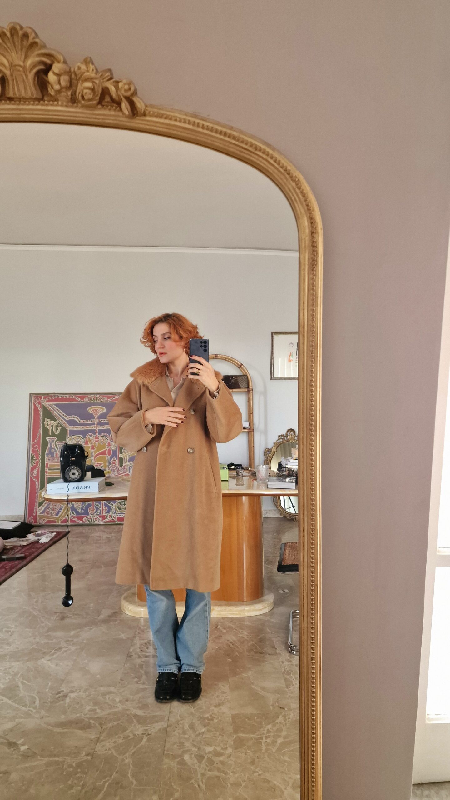 Max Mara cappotto cammello con collo ecopelliccia tg 40 - immagine 10