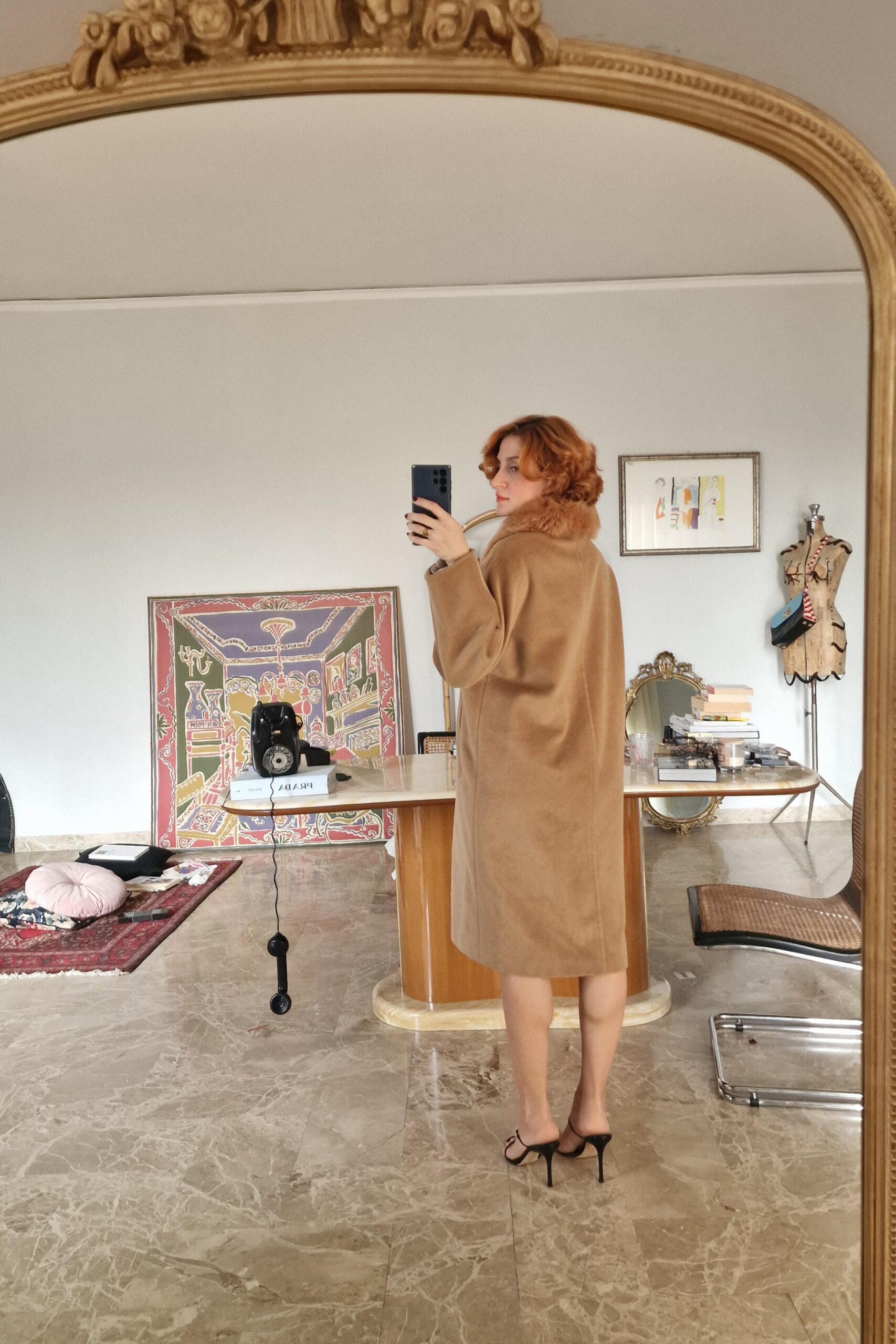 Max Mara cappotto cammello con collo ecopelliccia tg 40 - immagine 7