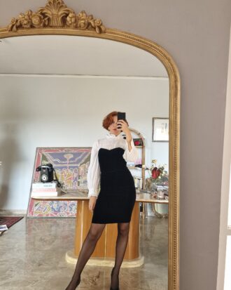 Abito tubino vintage in velluto sartoriale