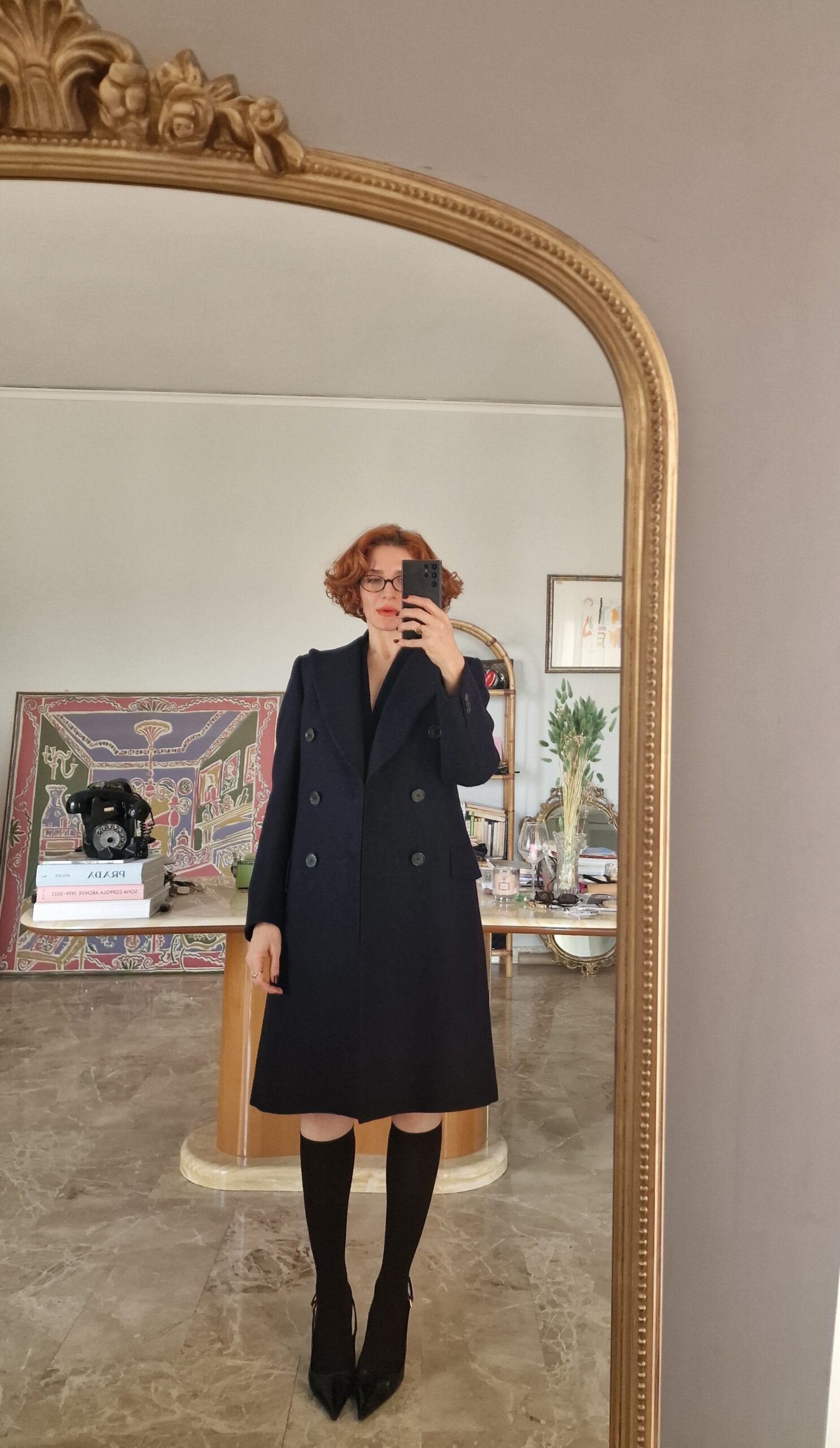 Cappotto doppiopetto vintage sartoriale in pura lana blu - immagine 3
