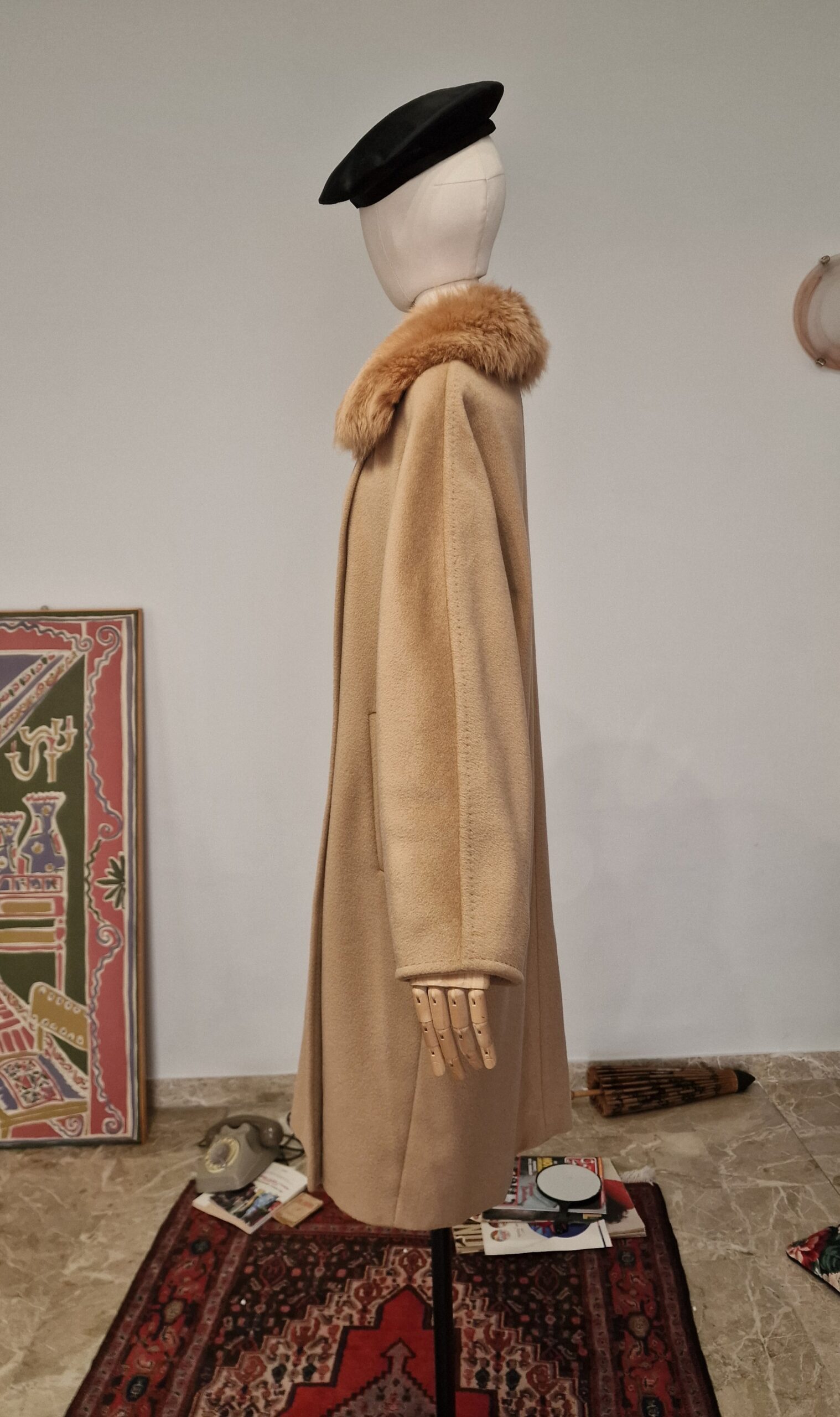 Max Mara cappotto cammello con collo ecopelliccia tg 40 - immagine 12