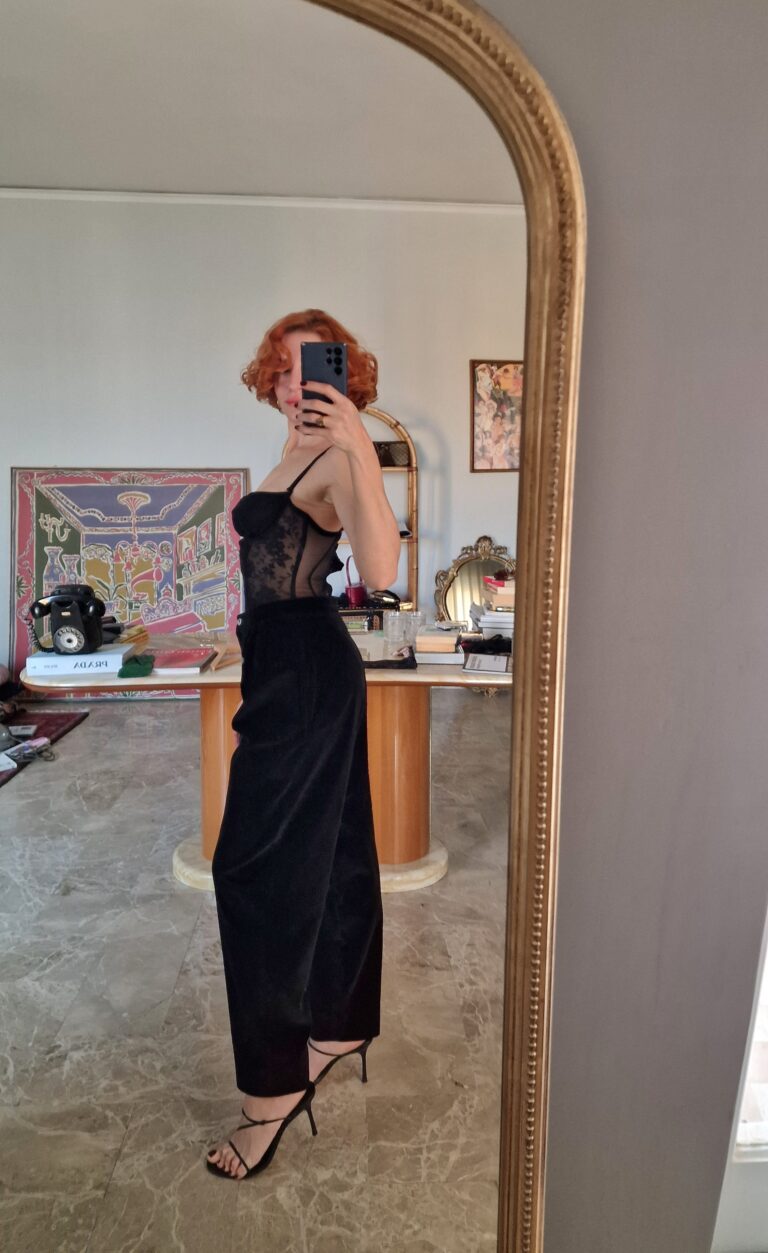 Pantalone vintage in velluto nero - immagine 5