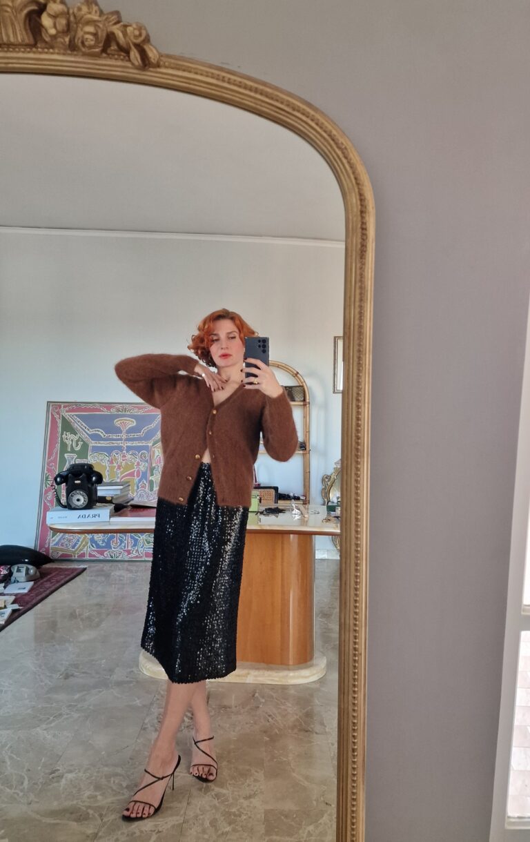Cardigan vintage in lana angora terracotta - immagine 6
