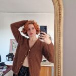 Cardigan vintage in lana angora terracotta