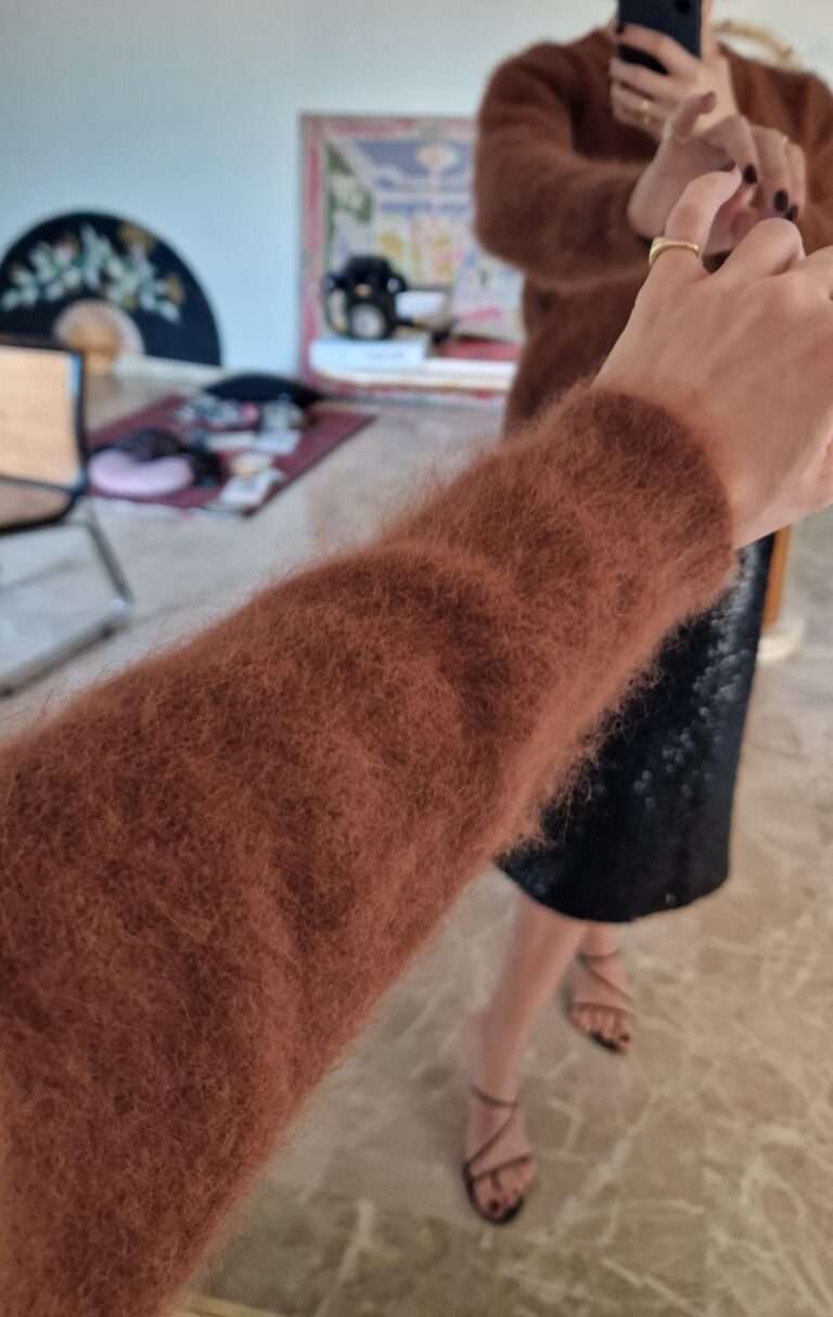 Cardigan vintage in lana angora terracotta - immagine 4