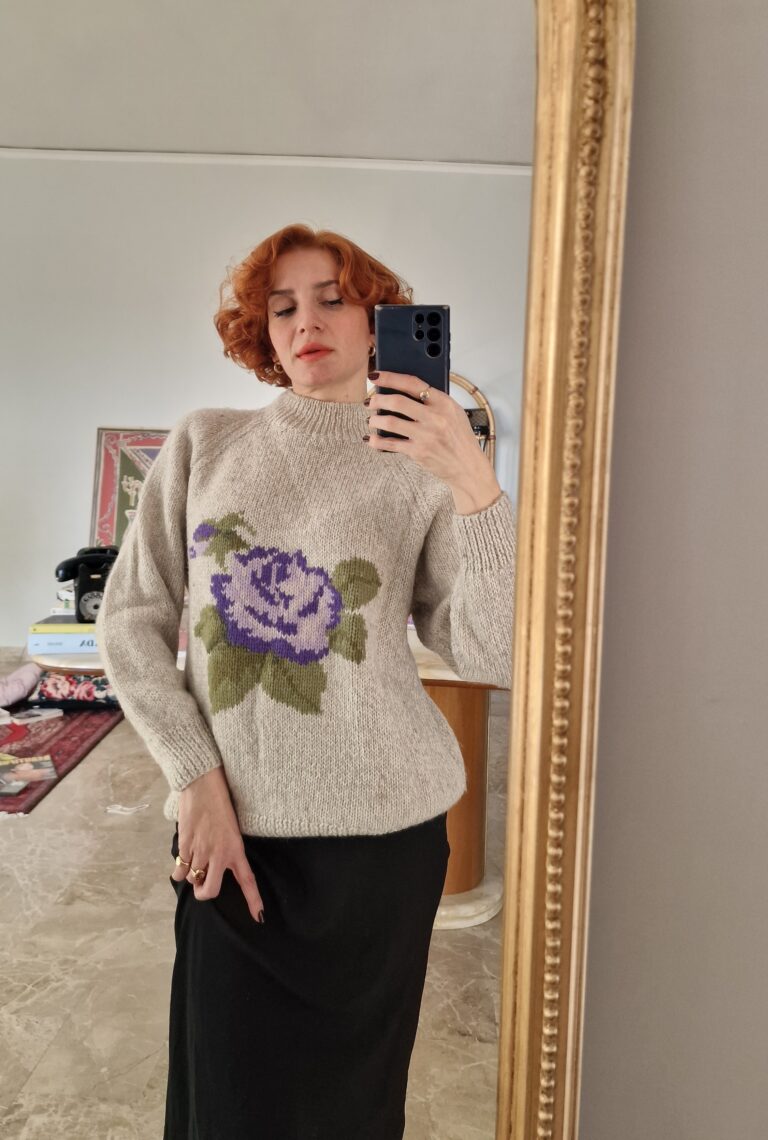 Maglione handamade lana rosa lilla - immagine 2