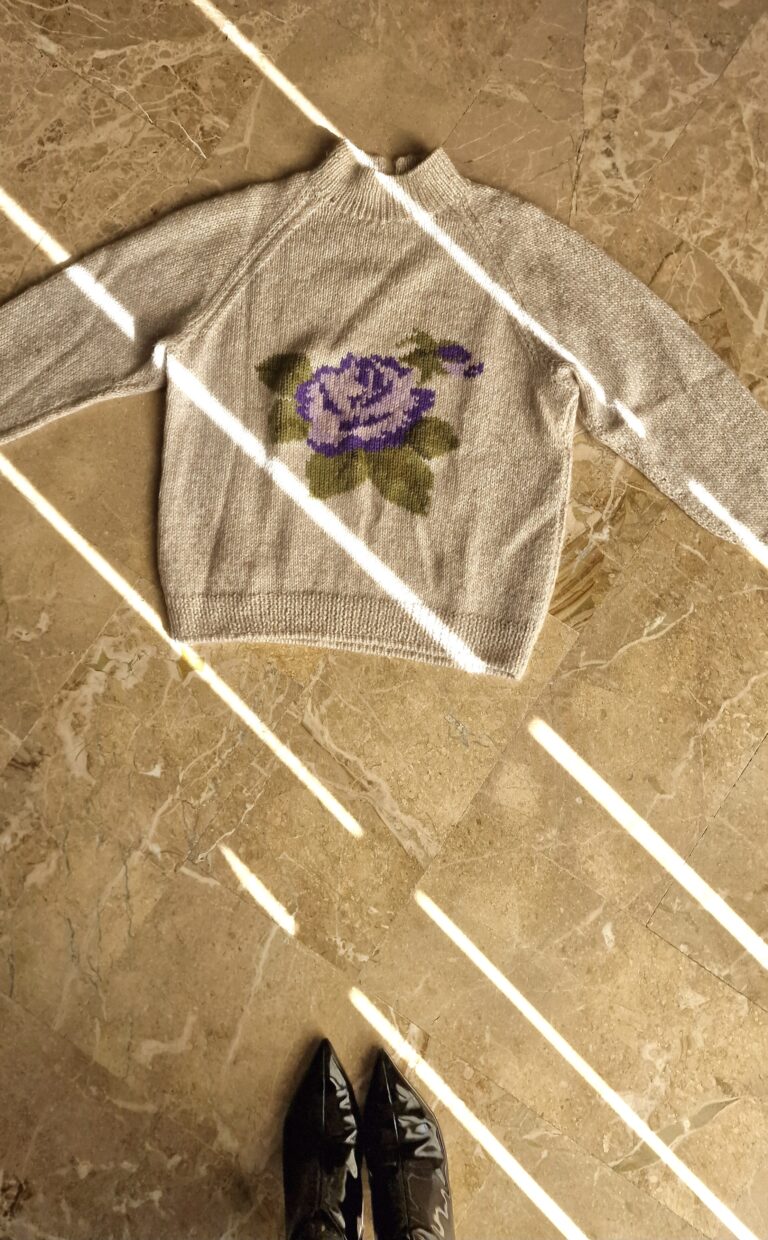Maglione handamade lana rosa lilla - immagine 5